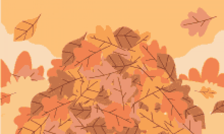 Happy Fall with a Pile of leaves