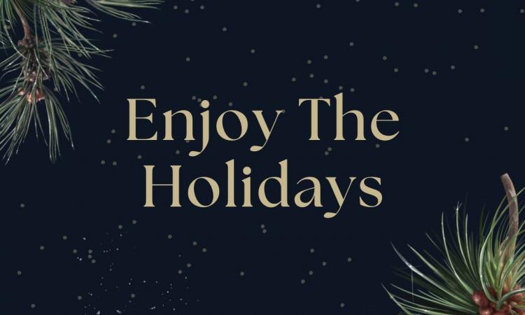 Enjoy the holidays with snowflakes and pine in the background